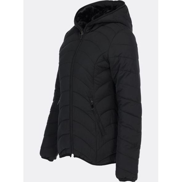 Dámska zimná bunda s plyšovou podšívkou čierna