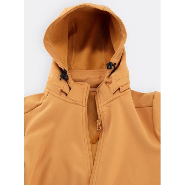 Dámska solfšelová bunda s kapucňou šafránovo-žltá