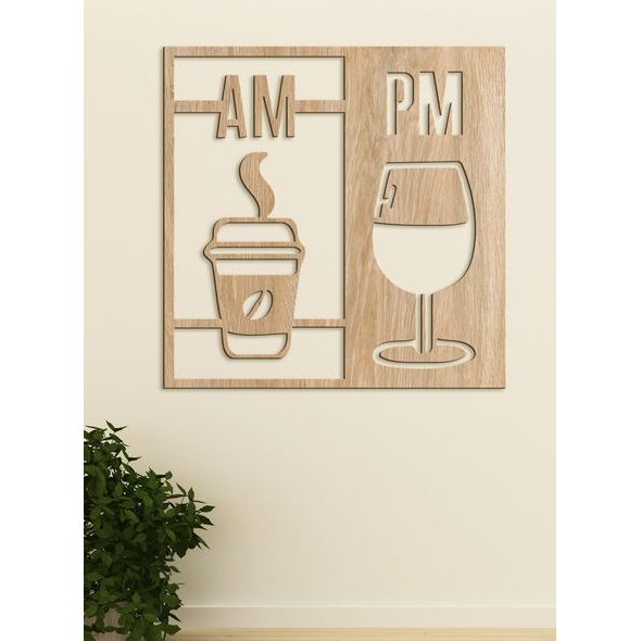 Drevená dekorácia Deň začína kávou a končí vínom
