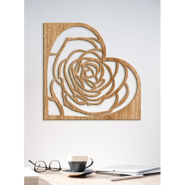 Dřevěná dekorace na zeď ROSE