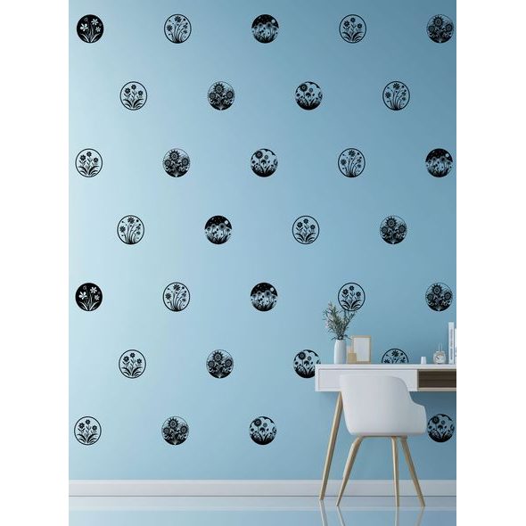 KVETINOVÉ GULIČKY NA STENU ČIERNE