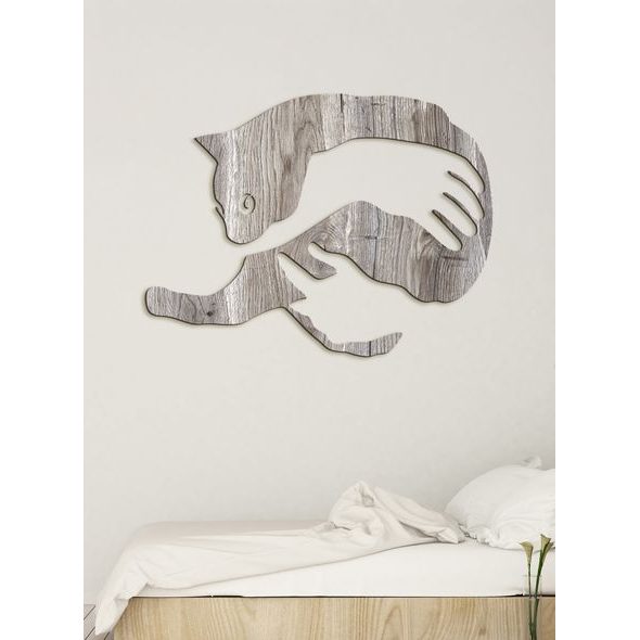 Drevený obraz na stenu mačka v náručí