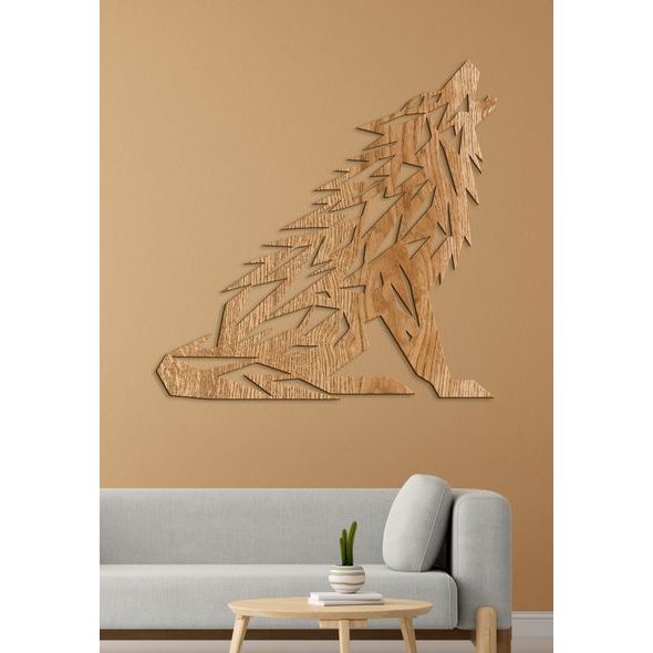 Dřevěný obraz Vytí vlka