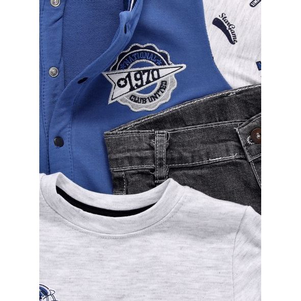 Dětská džínová souprava modro šedá