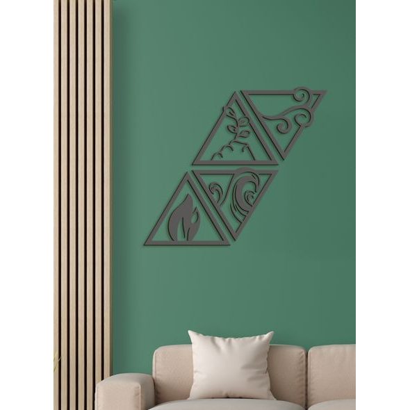 Dřevěný obrázek se symboly čtyř živlů