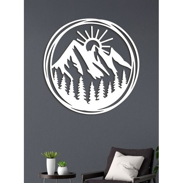 Dřevěný obraz Vycházející slunce nad horami