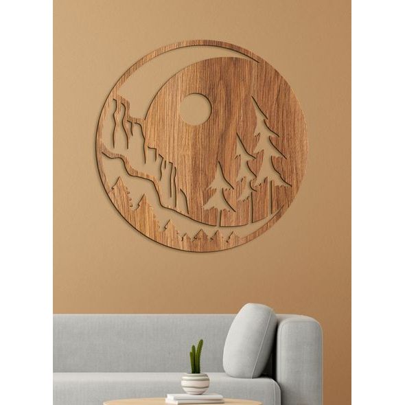 Dřevěná malba noční krajina