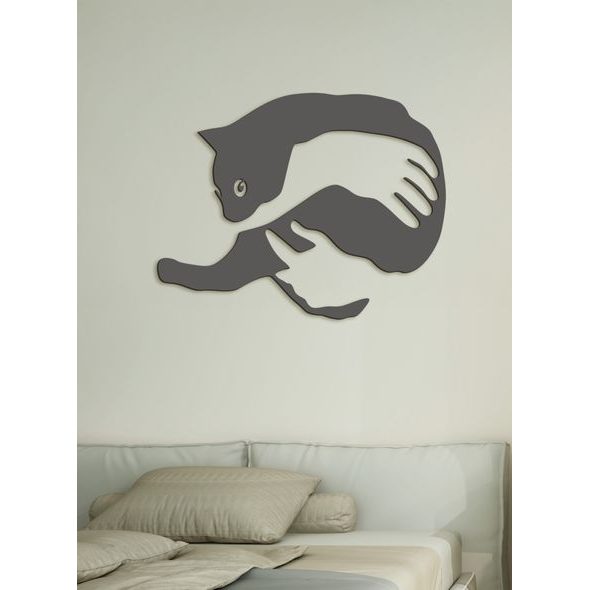 Drevený obraz na stenu mačka v náručí