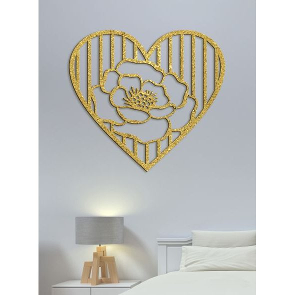 DŘEVĚNÝ OBRÁZEK RŮŽE V SRDCI