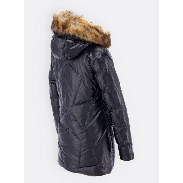 Dámská lesklá prošívaná bunda s kapucí černá