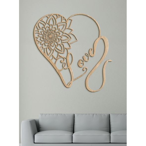 Dřevěný obrázek srdce - LOVE