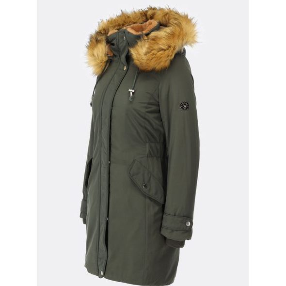 Zateplená dámska zimná bunda tmavozelená