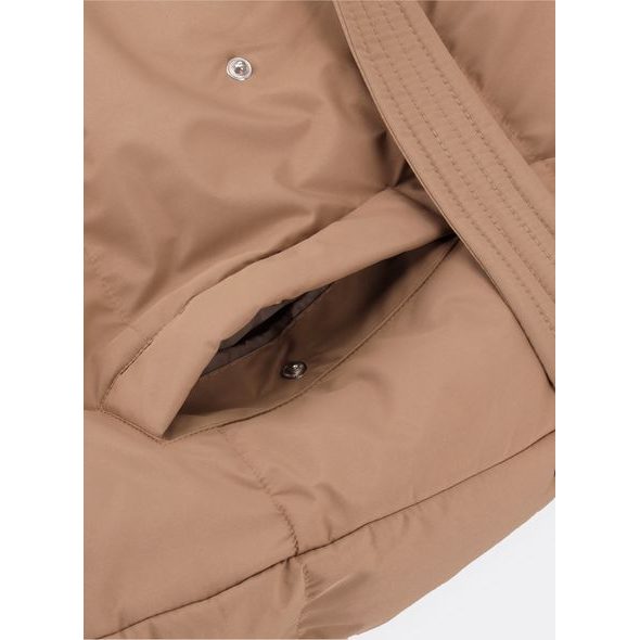 Dámská zimní bunda s páskem camel