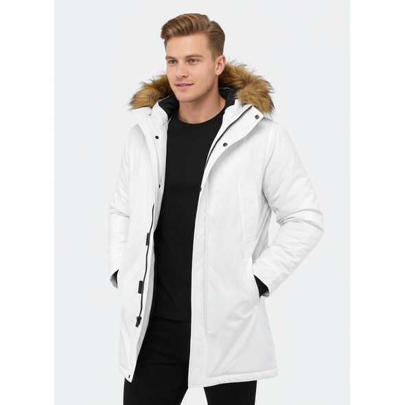PÁNSKA DLHÁ ZIMNÁ BUNDA BIELA