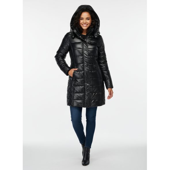 DLOUHÁ DÁMSKÁ PROŠÍVANÁ BUNDA ČERNÁ