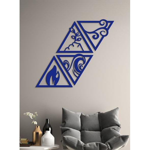 Dřevěný obrázek se symboly čtyř živlů