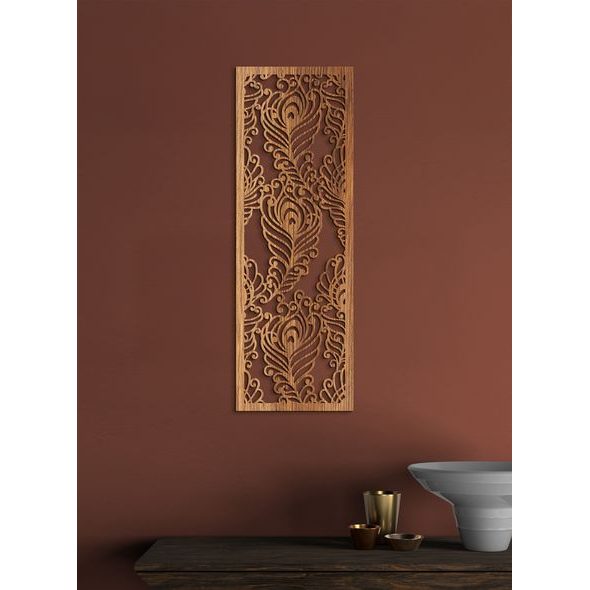 Luxusní dřevěná mandala Páví peří