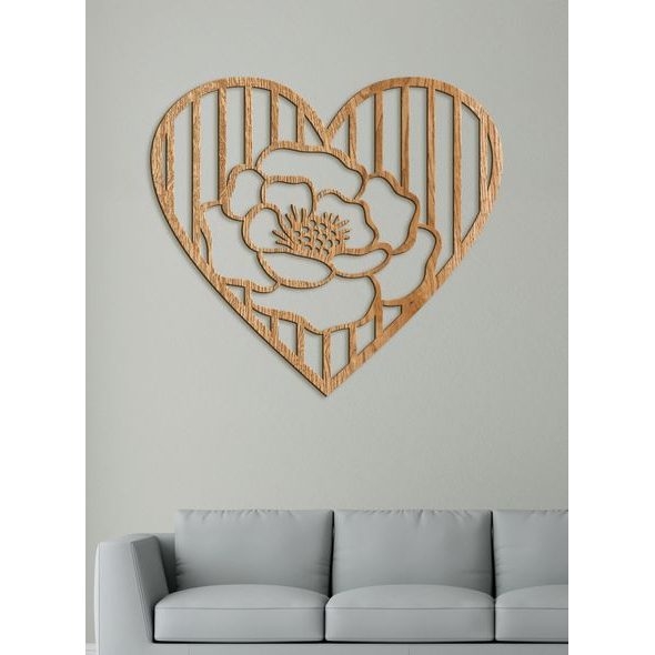 Dřevěný obrázek růže v srdci