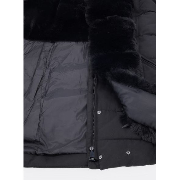 Dámska prešívaná bunda s opaskom čierna