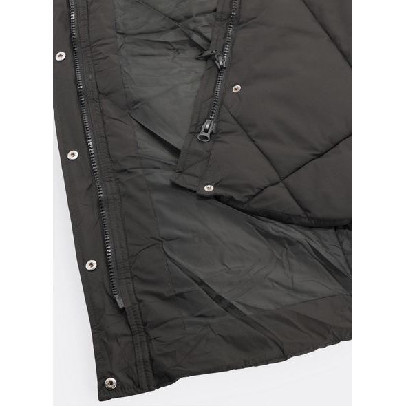 Dámská dlouhá prošívaná vesta s kožešinou tmavě zelená