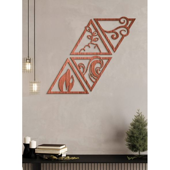 Dřevěný obrázek se symboly čtyř živlů