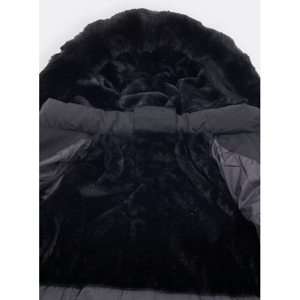 Dámska prešívaná bunda s opaskom čierna