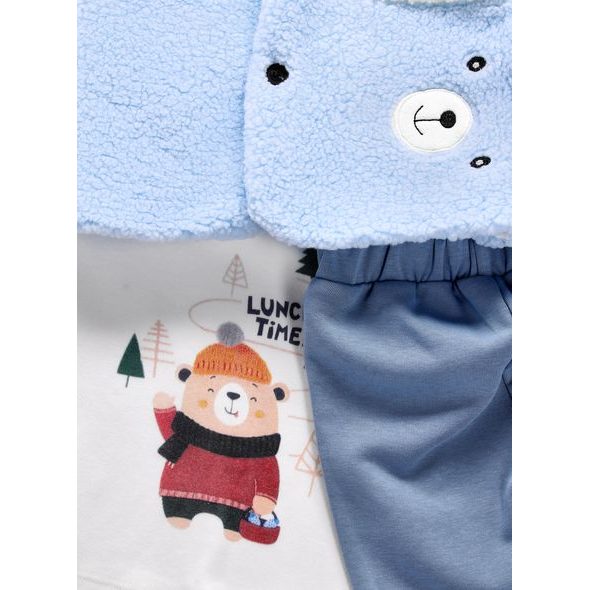 Dětská tepláková souprava s plyšovou vestou modro-bílá