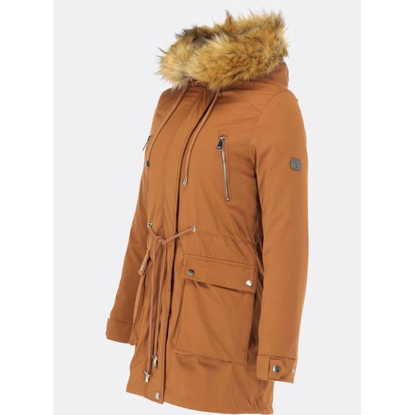 Parka s odopínateľným futrom hnedá