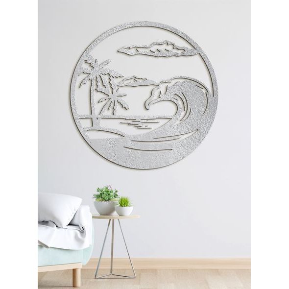 Dřevěný obraz na stěně pláže