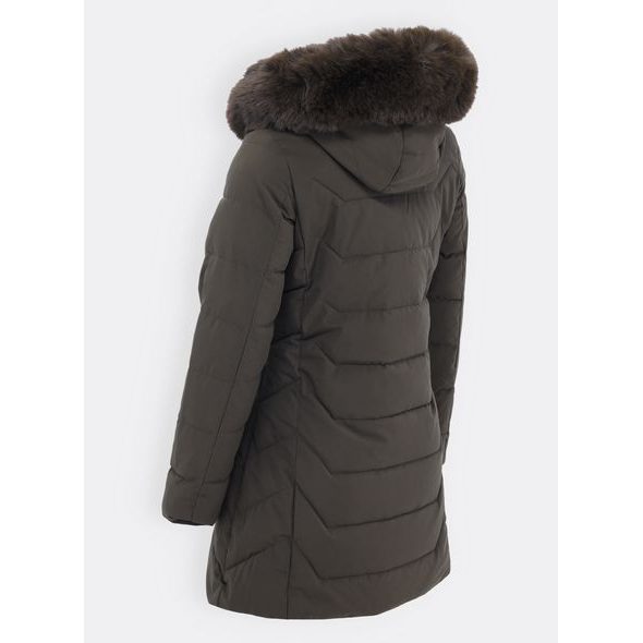 Dámská prošívaná bunda s kapucí tmavě zelená