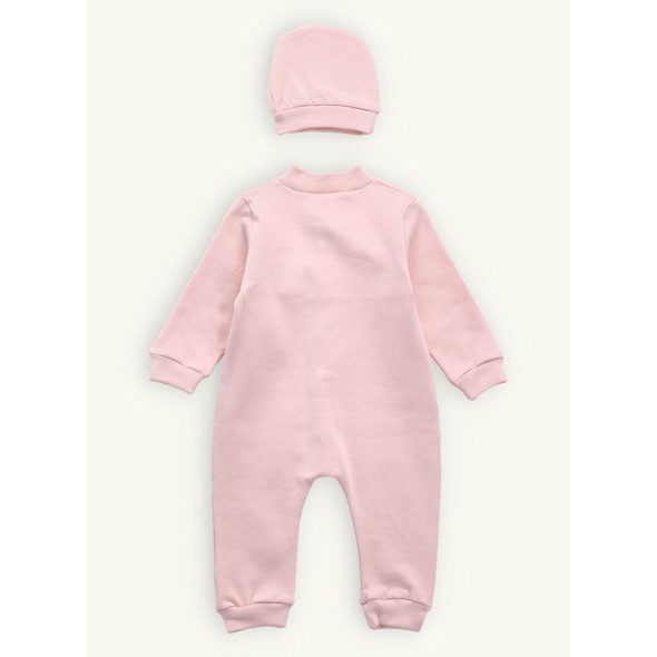 Dětské žebrované body s čepicí broskvové