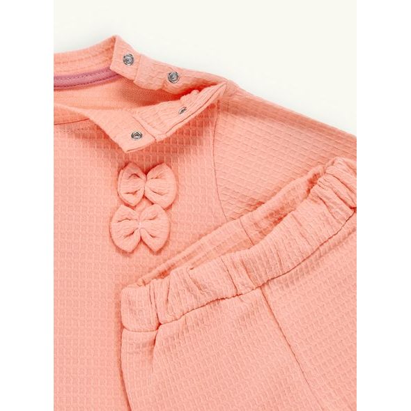 Dětská tepláková souprava s mašlemi broskvová