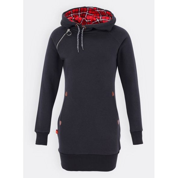 Dámská prodloužená mikina s kapucí černá