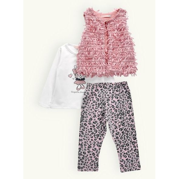 Dětská tepláková souprava s leopardím vzorem bílo-růžová