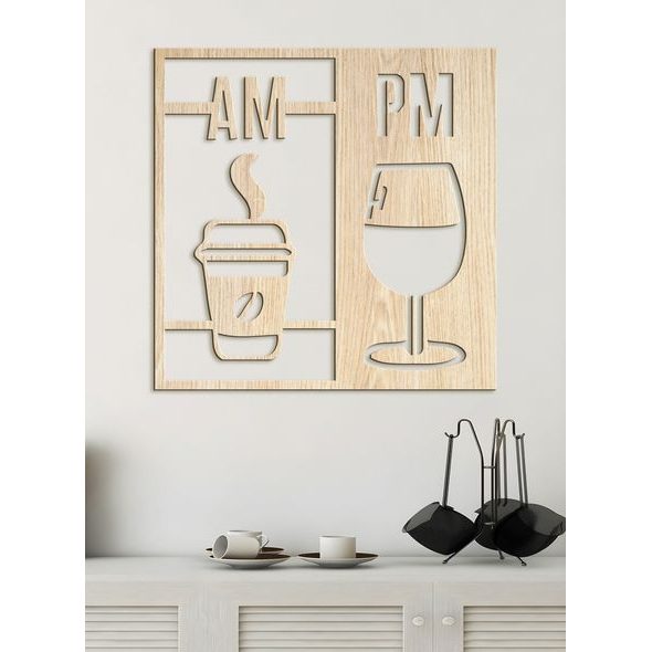 Drevená dekorácia Deň začína kávou a končí vínom