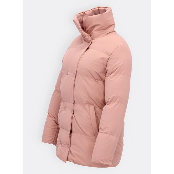 Dámská zimní bunda bez kapuce pudrová