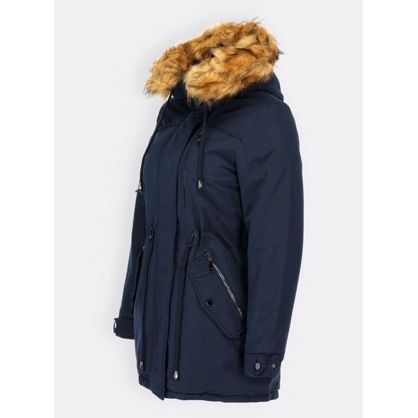Dámská zimní bunda s kapucí tmavě modrá