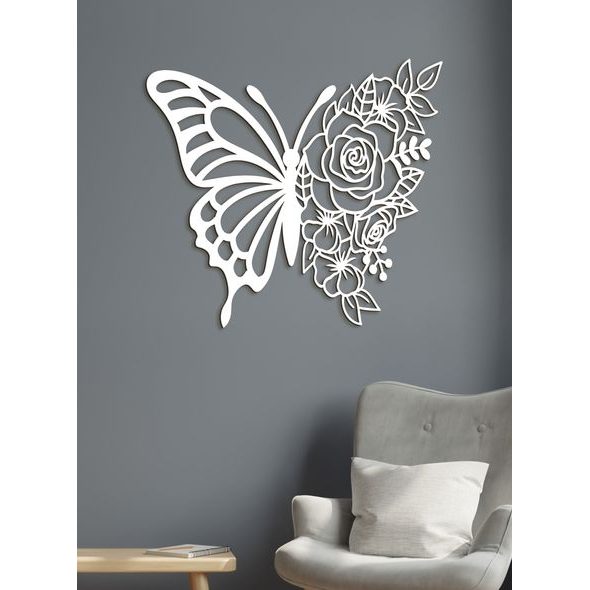 DŘEVĚNÝ OBRAZ NA ZEĎ MOTÝL