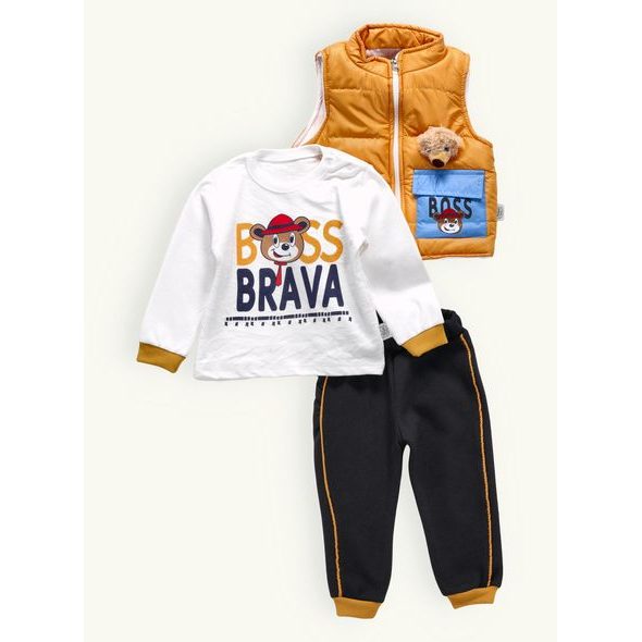 Dětská sada s blikajícím medvídkem žlutá