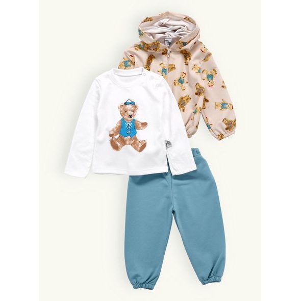 Dětská tepláková souprava MEDVĚĎ krémovo-mentolová