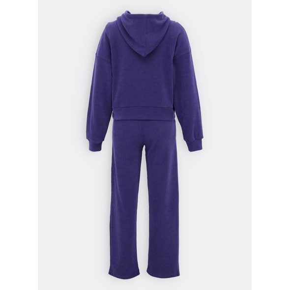 Dámská žebrovaná tepláková souprava s kapucí fialová