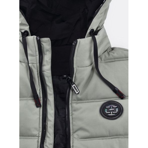 Pánska prešívaná vesta s kapucňou svetlozelená