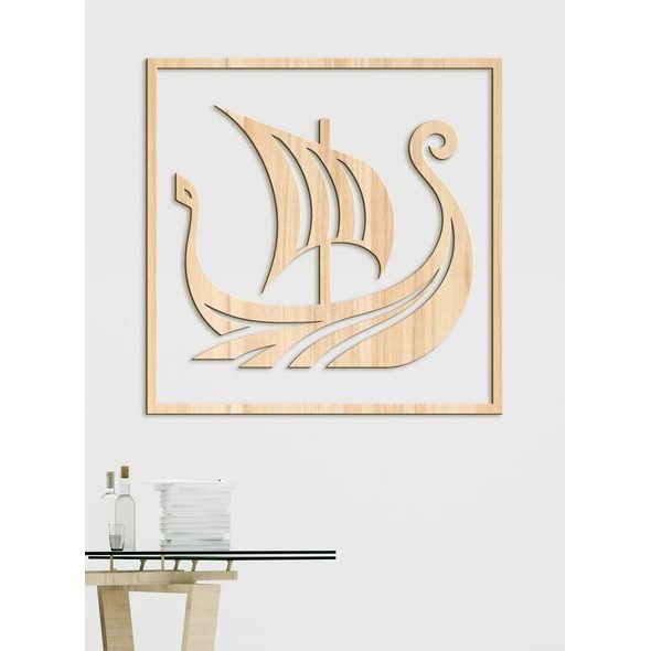 Dřevěný obraz Vikingská loď