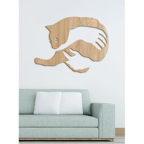 Drevený obraz na stenu mačka v náručí