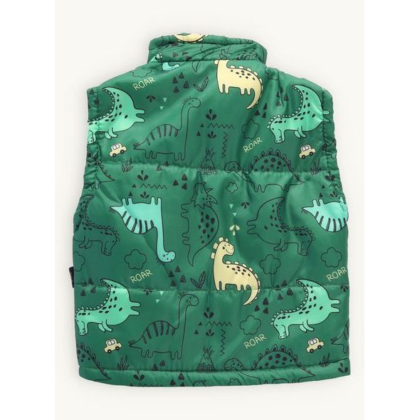 Detská prešívaná vesta DINOSAURY zelená