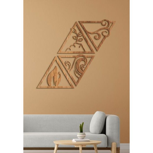 Dřevěný obrázek se symboly čtyř živlů