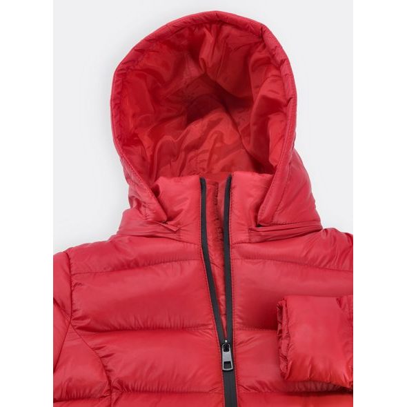 Dámská prošívaná bunda s kapucí červená