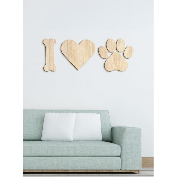 Drevený nápis "I ♥ DOG"