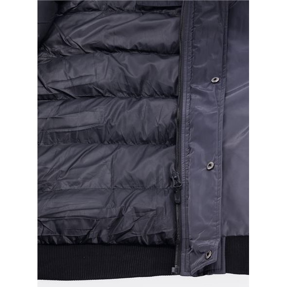 Pánská zimní bunda s kožešinou černo-grafitová