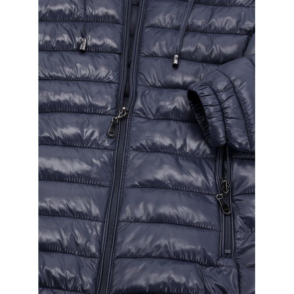 Dámská lesklá prošívaná bunda grafitová